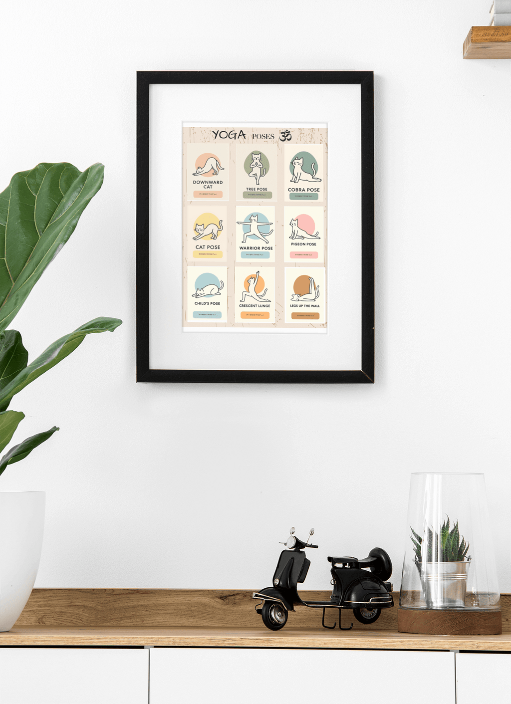 Funny Cat Yoga Wall Art – Cute Feline Yoga Poses Poster, Playful Wellness Decor