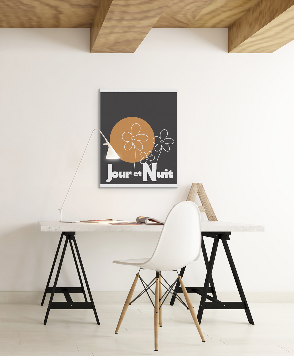 Day & Night Modern Boho Wall Art - Framed Poster, Ready to Hang - Bohemian Decor Gift