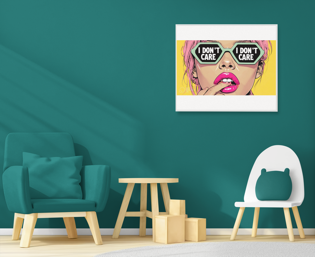 Bold Attitude Art Print | "I Don't Care" Motivational Poster | Unique Wall Decor Gift