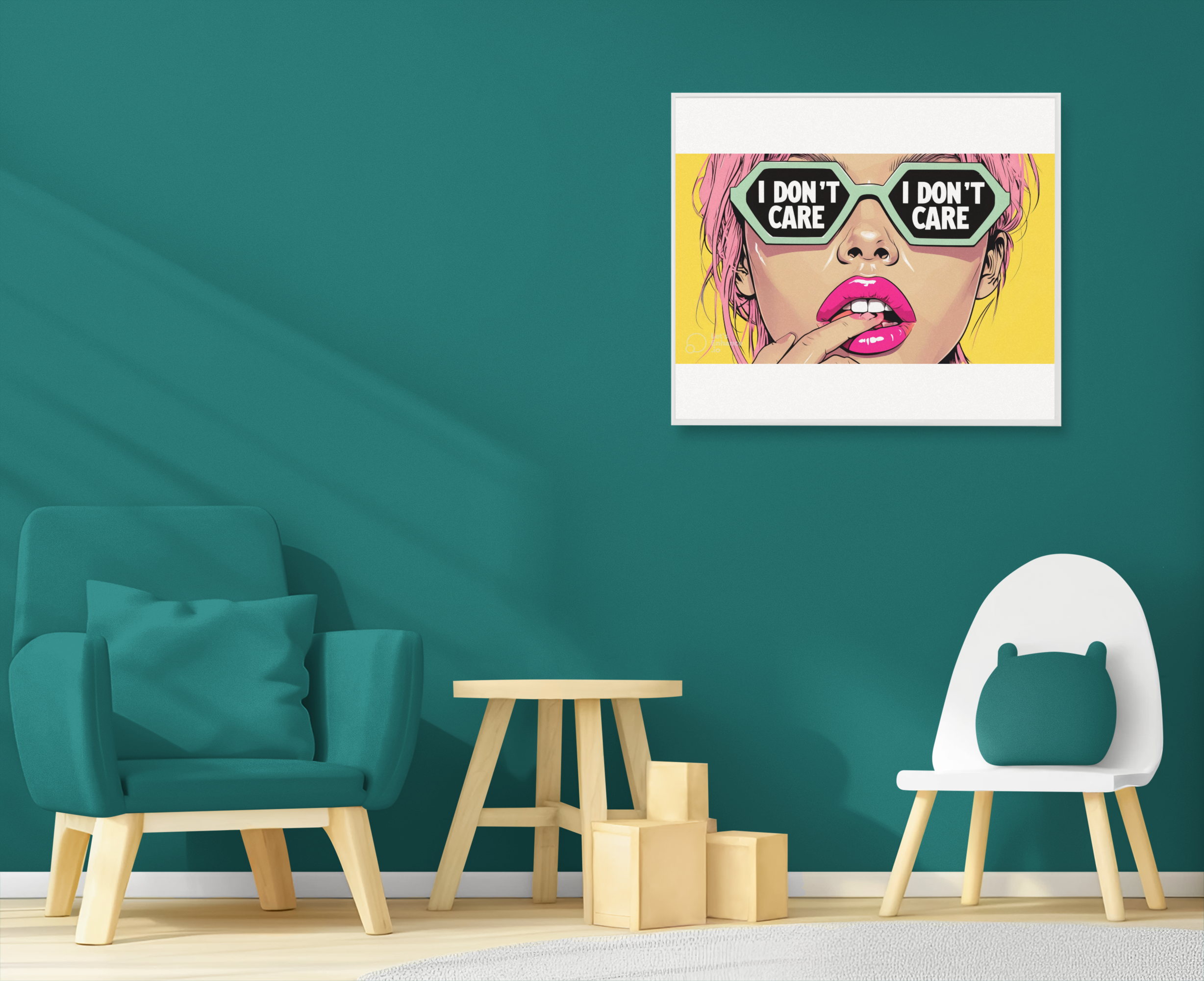 Bold Attitude Art Print | "I Don't Care" Motivational Poster | Unique Wall Decor Gift