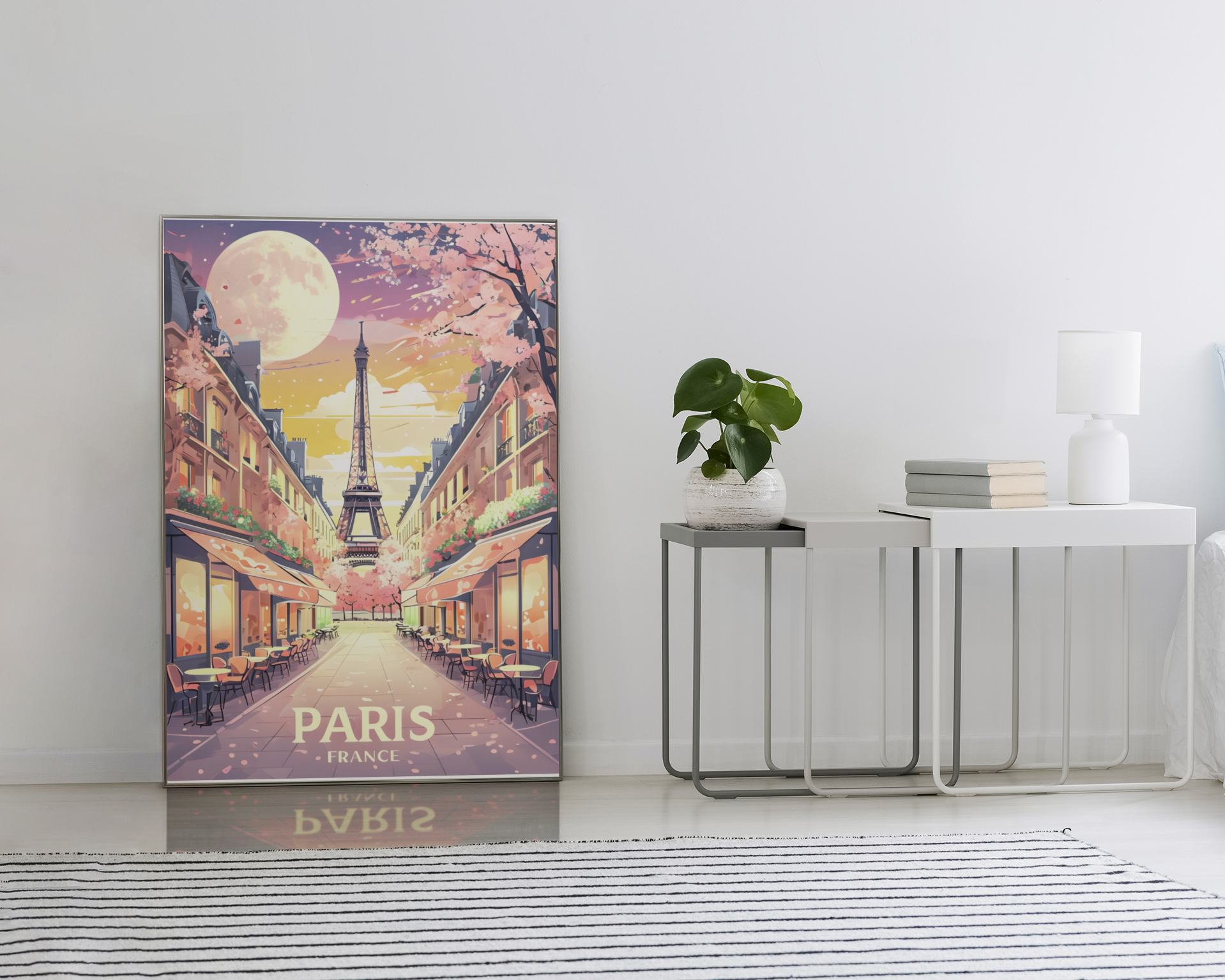 Paris Street Scene Wall Art - Eiffel Tower Sunset Print