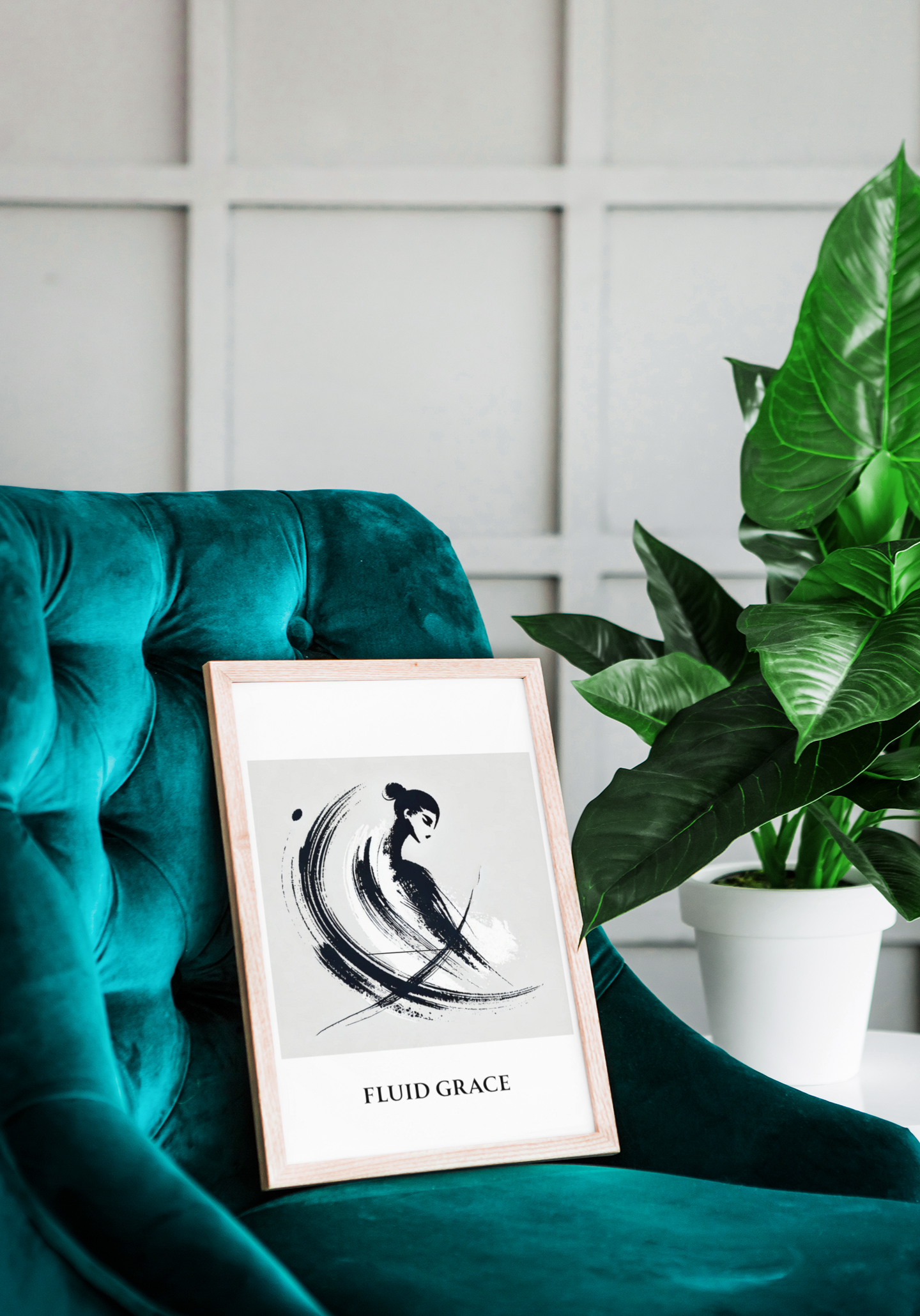 Minimalist Ink Brush Wall Art Print – Modern Abstract Black and White Poster, Japandi Decor, Contemporary Neutral Artwork