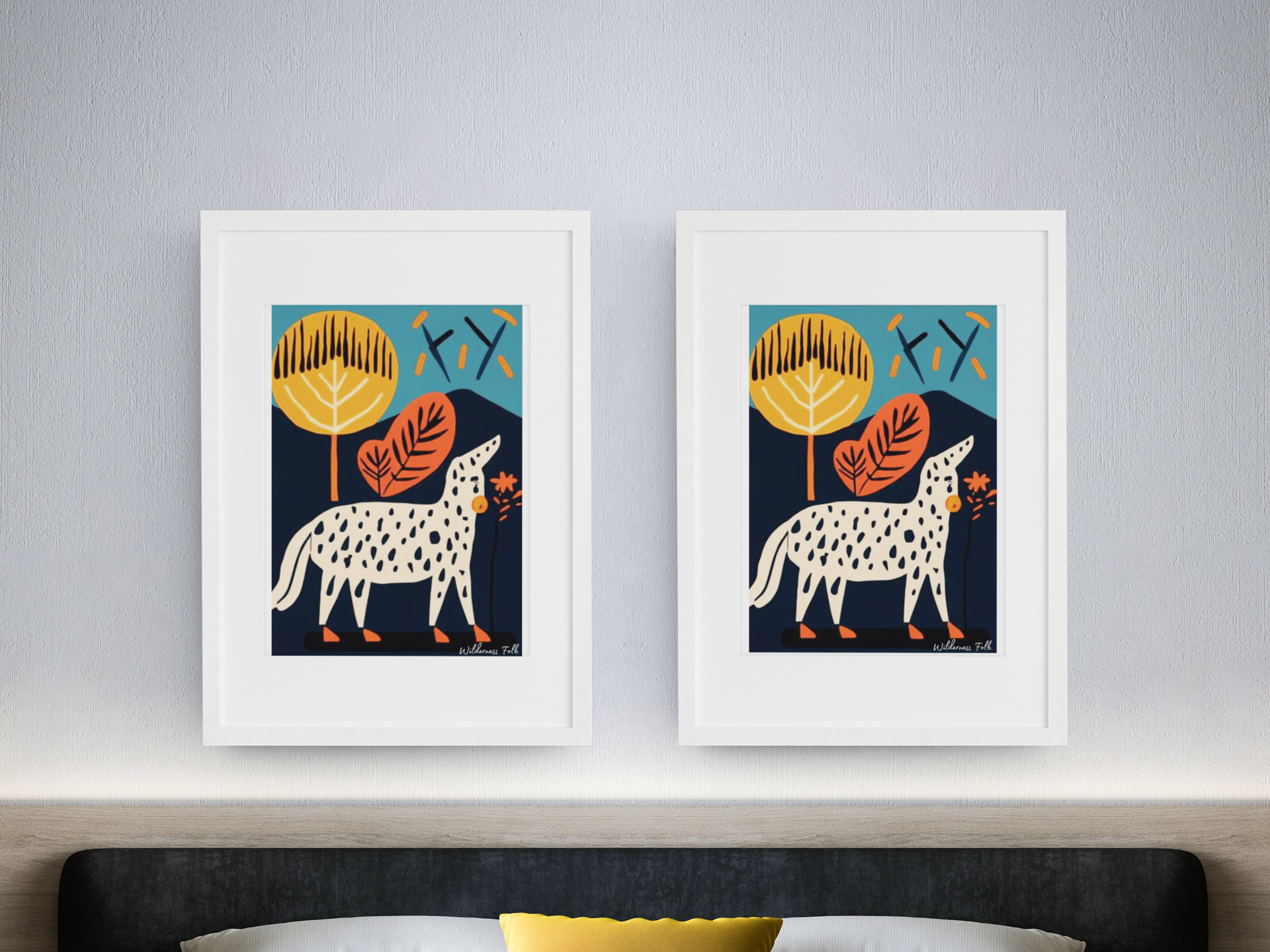 Stylish Folk Art Poster - Modern Animal Illustration - Scandinavian Wall Décor