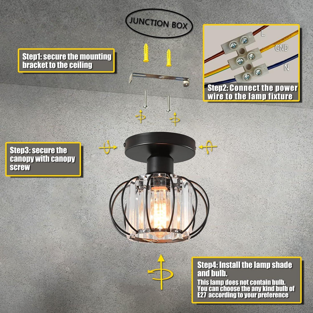 Massive Discounts Crystal Ceiling Light – Retro E27 Semi Flush Mount