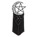 Alchemy Gothic Crescent Moon Macrame Wall Hanging with Pentagram