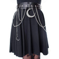 Heartless Moondusk Belt – Black Gothic Faux Leather Moon Chain Belt