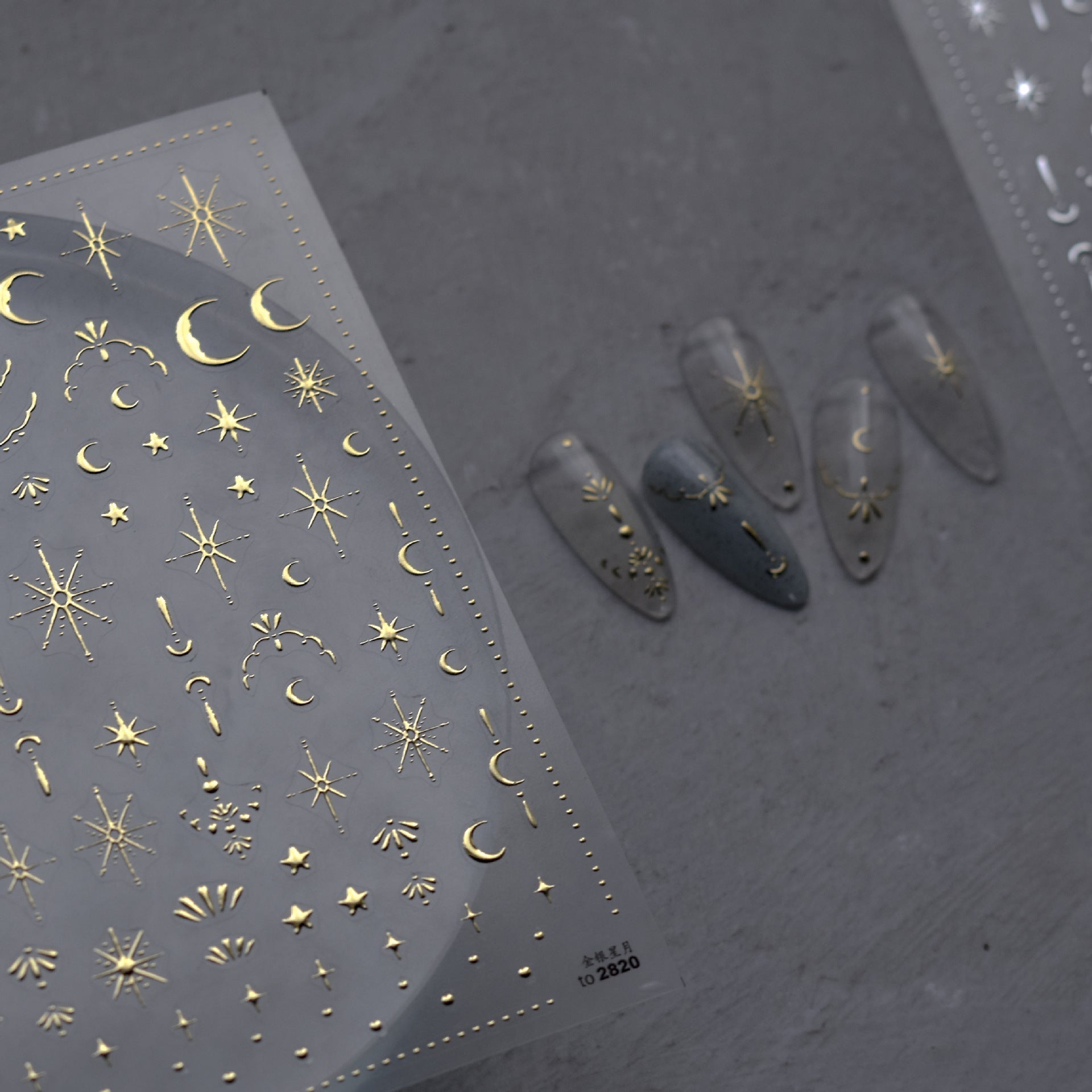 LuLuFun Studio Moon and Star Nail Deco Stickers - Gold & Silver Art