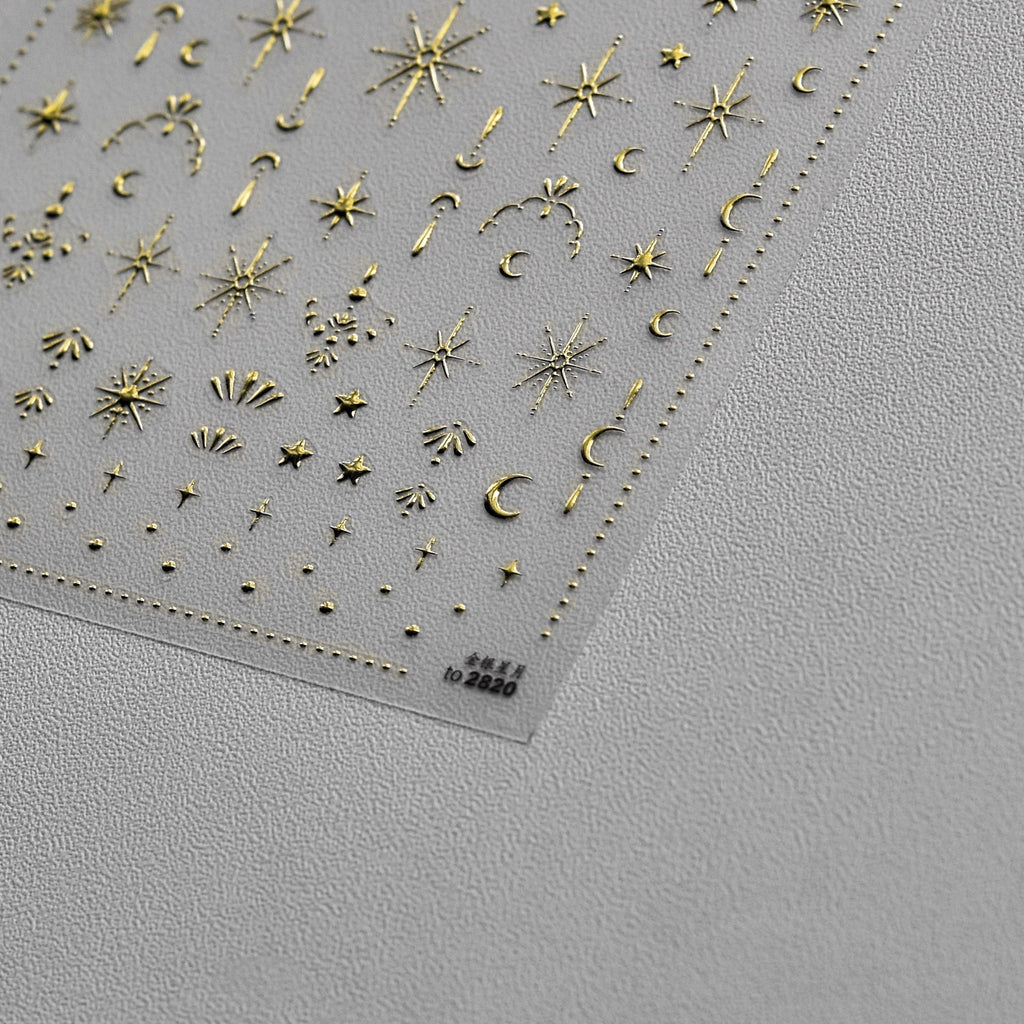 LuLuFun Studio Moon and Star Nail Deco Stickers - Gold & Silver Art
