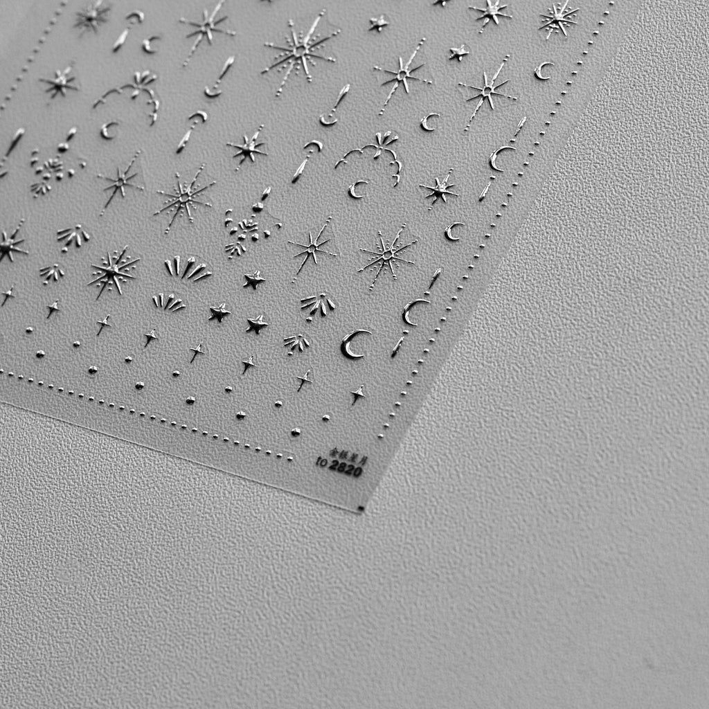 LuLuFun Studio Moon and Star Nail Deco Stickers - Gold & Silver Art