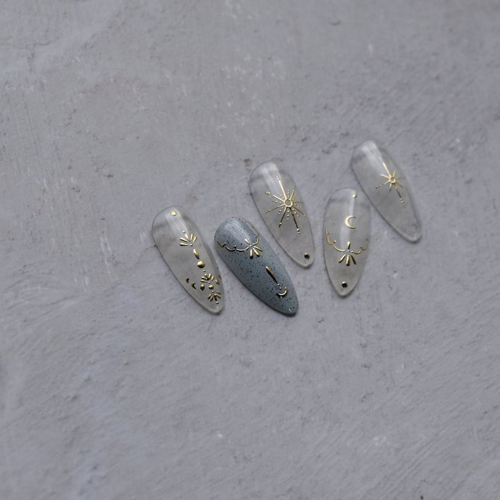 LuLuFun Studio Moon and Star Nail Deco Stickers - Gold & Silver Art