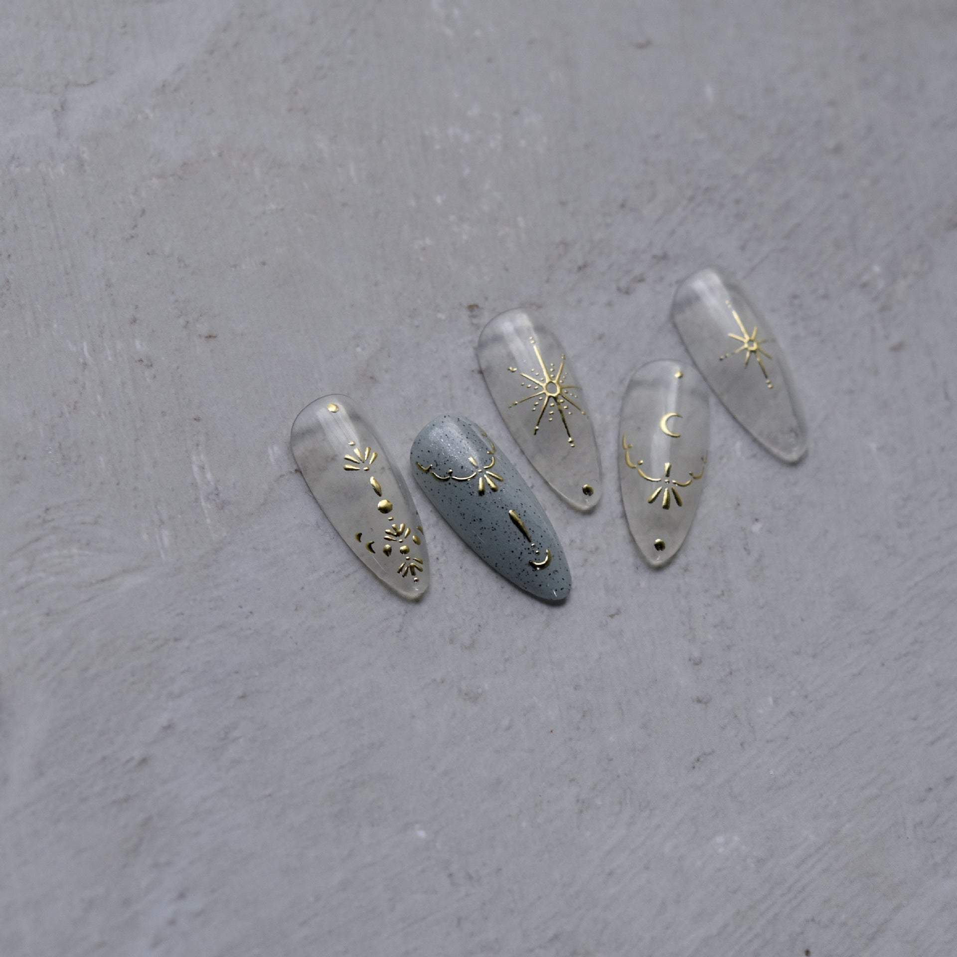 LuLuFun Studio Moon and Star Nail Deco Stickers - Gold & Silver Art