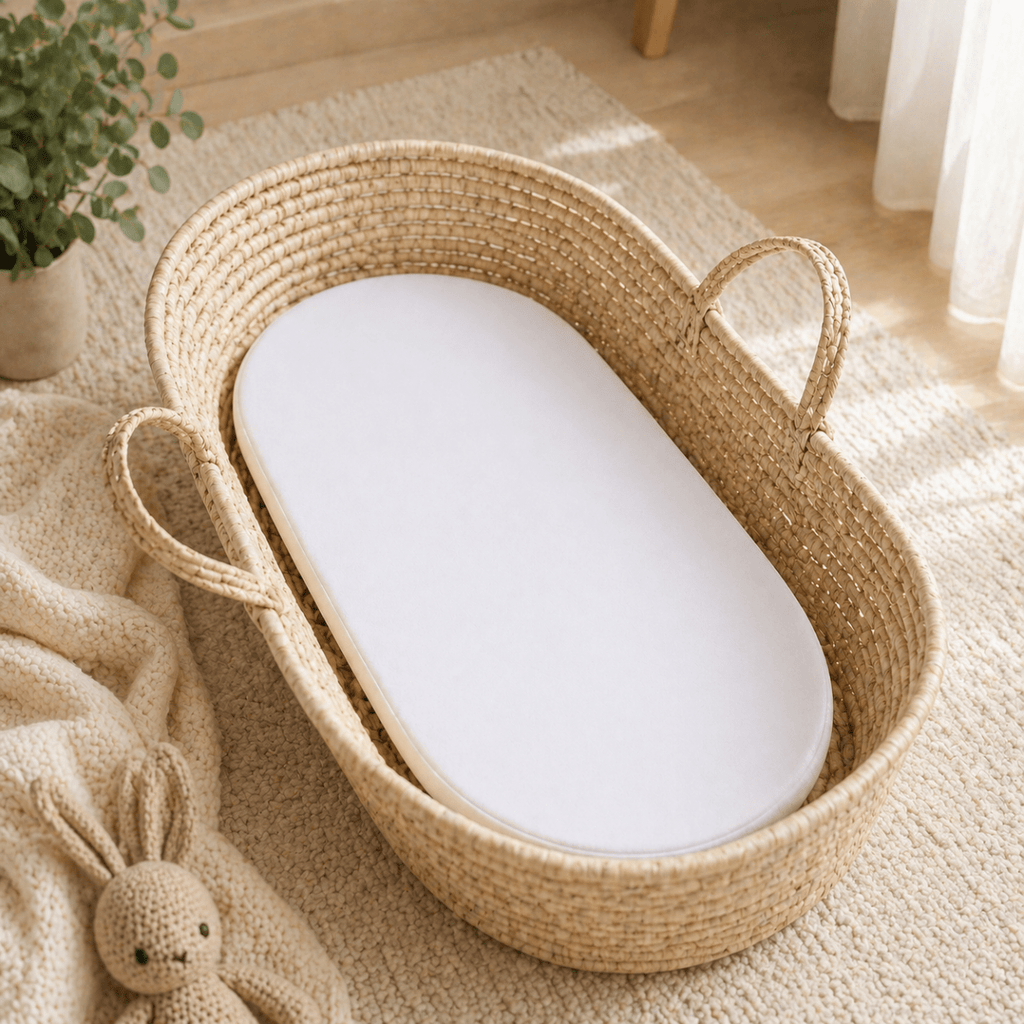 For Your Little One Moses Basket Mattress – 66x28x3cm Breathable White