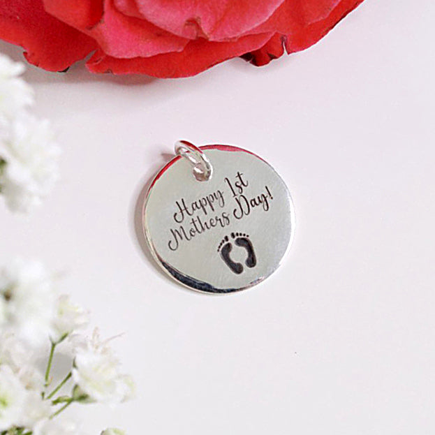 Beginnings Sterling Silver 18mm Large Engravable Disc Pendant Necklace