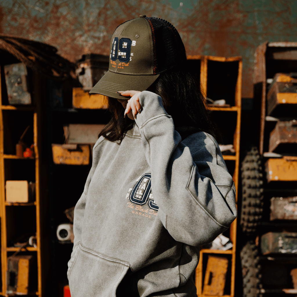 Uggly and Co Green Parts & Spares '09' Acid Wash Heavyweight Hoodie