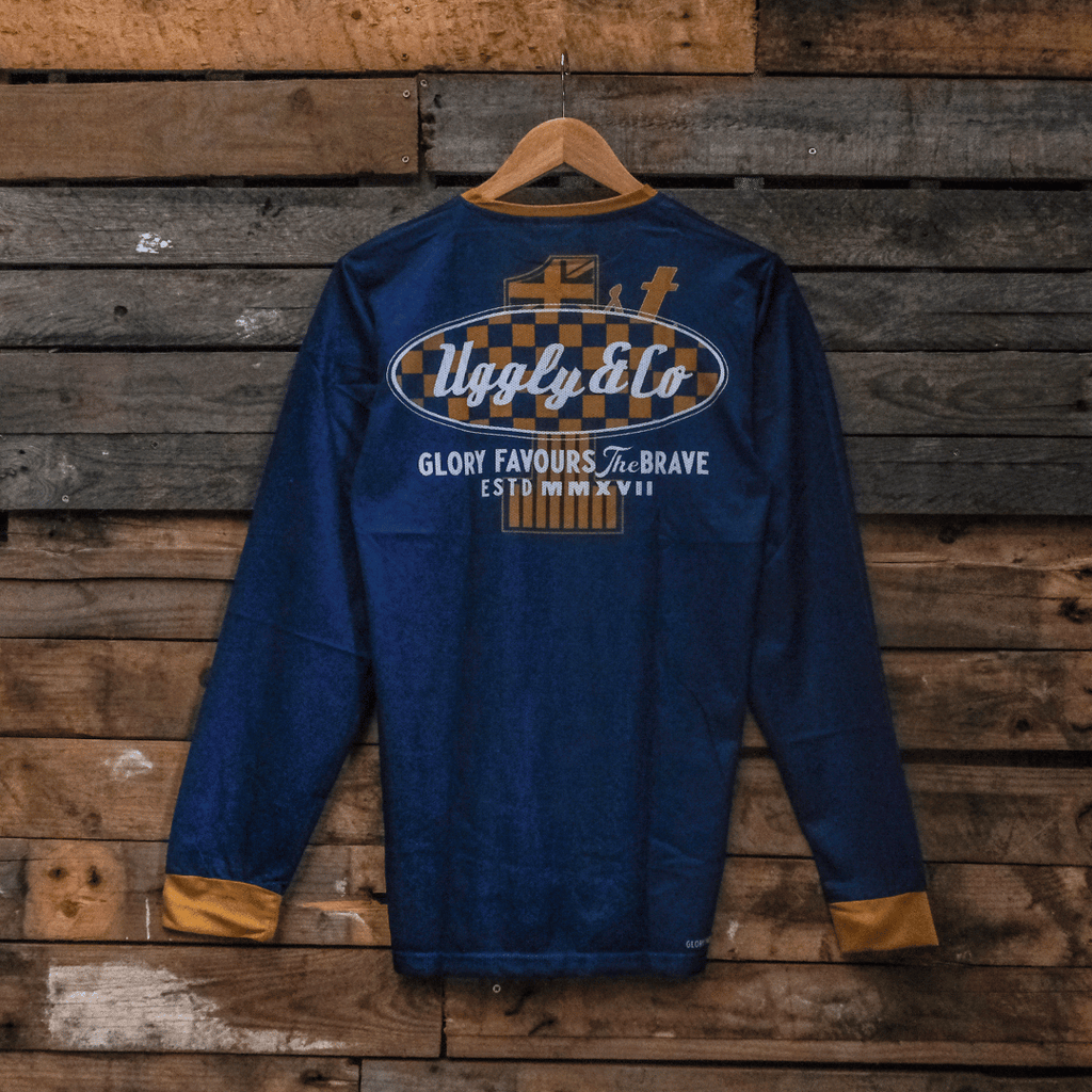 Uggly&Co Blue & Yellow Vintage Motocross Jersey – Breathable Mesh