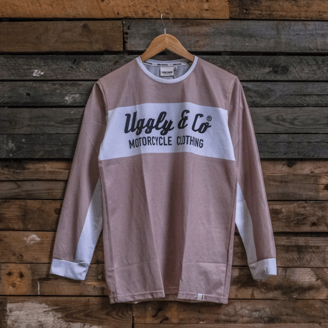 Uggly & Co Beige Diamond Vintage Motocross Jersey – Breathable Mesh MX Shirt