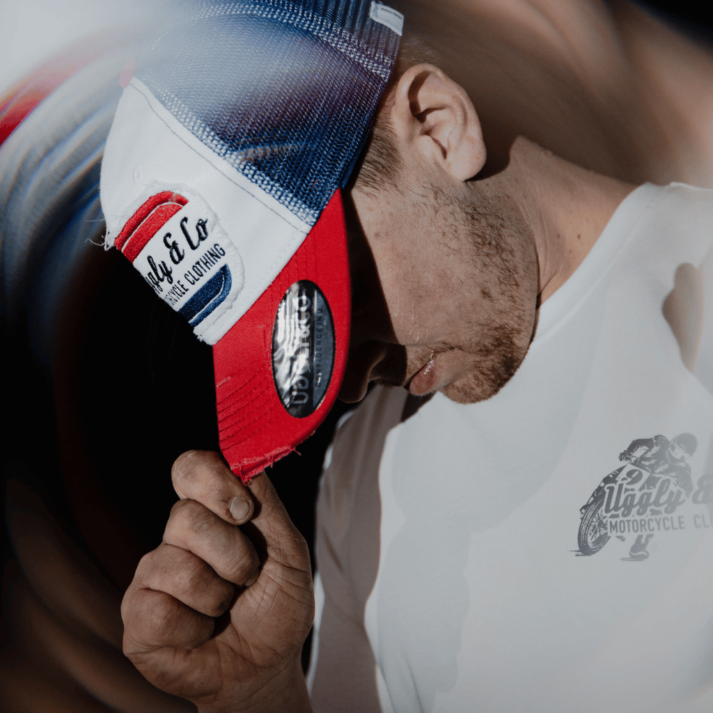 Uggly & Co Flat Track Trucker Hat – Vintage Distressed Racing Cap
