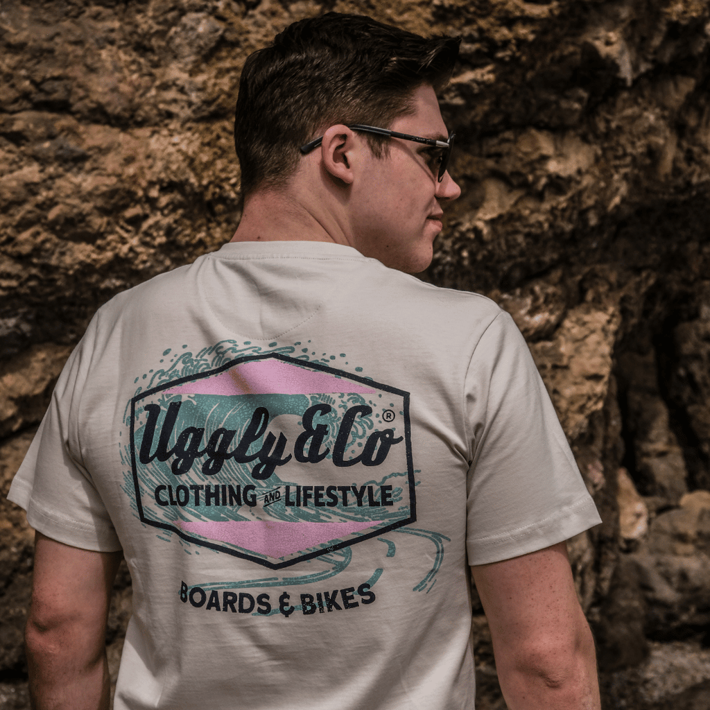 Uggly and Co Surf Diamond Graphic Tee – Heavyweight Cotton Off-White