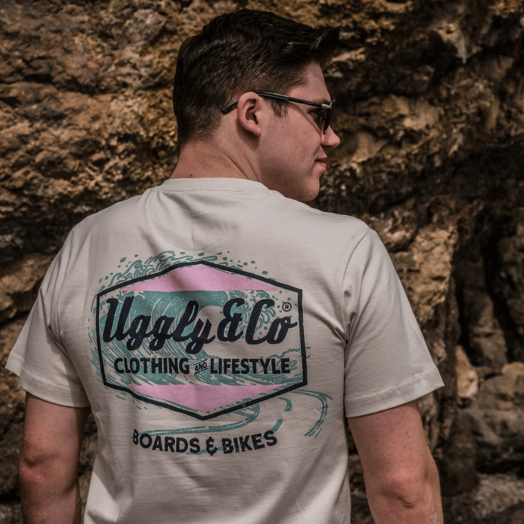 Uggly and Co Surf Diamond Graphic Tee – Heavyweight Cotton Off-White