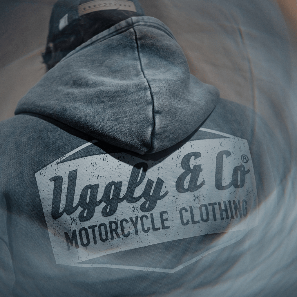 Uggly and Co Blue Diamond Acid Wash Heavyweight 380gsm Retro Hoodie