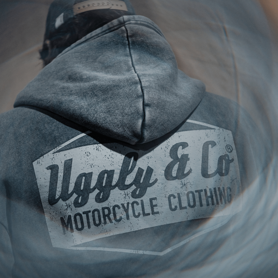 Uggly and Co Blue Diamond Acid Wash Heavyweight 380gsm Retro Hoodie