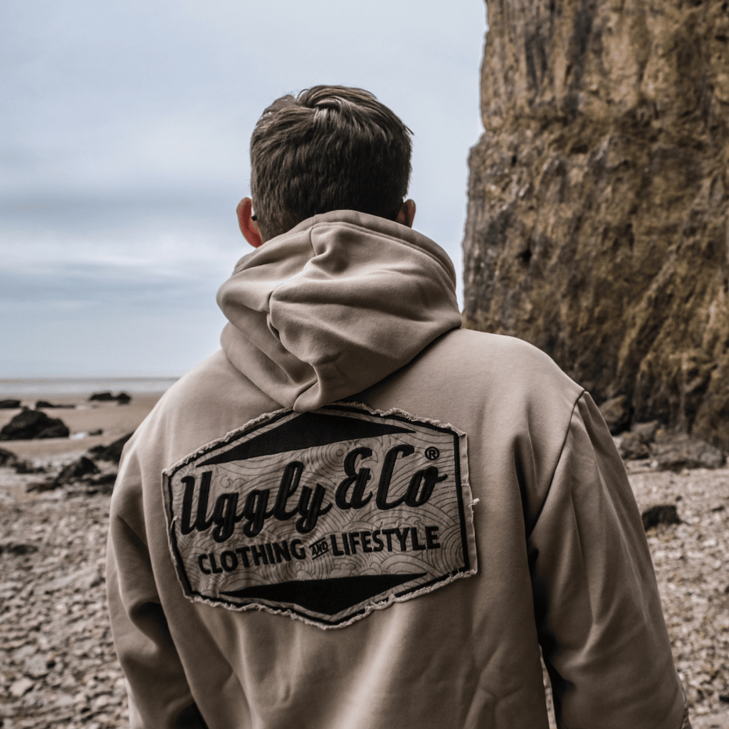 Uggly and Co Surf Diamond Hoodie – Heavyweight Fleece in Beige