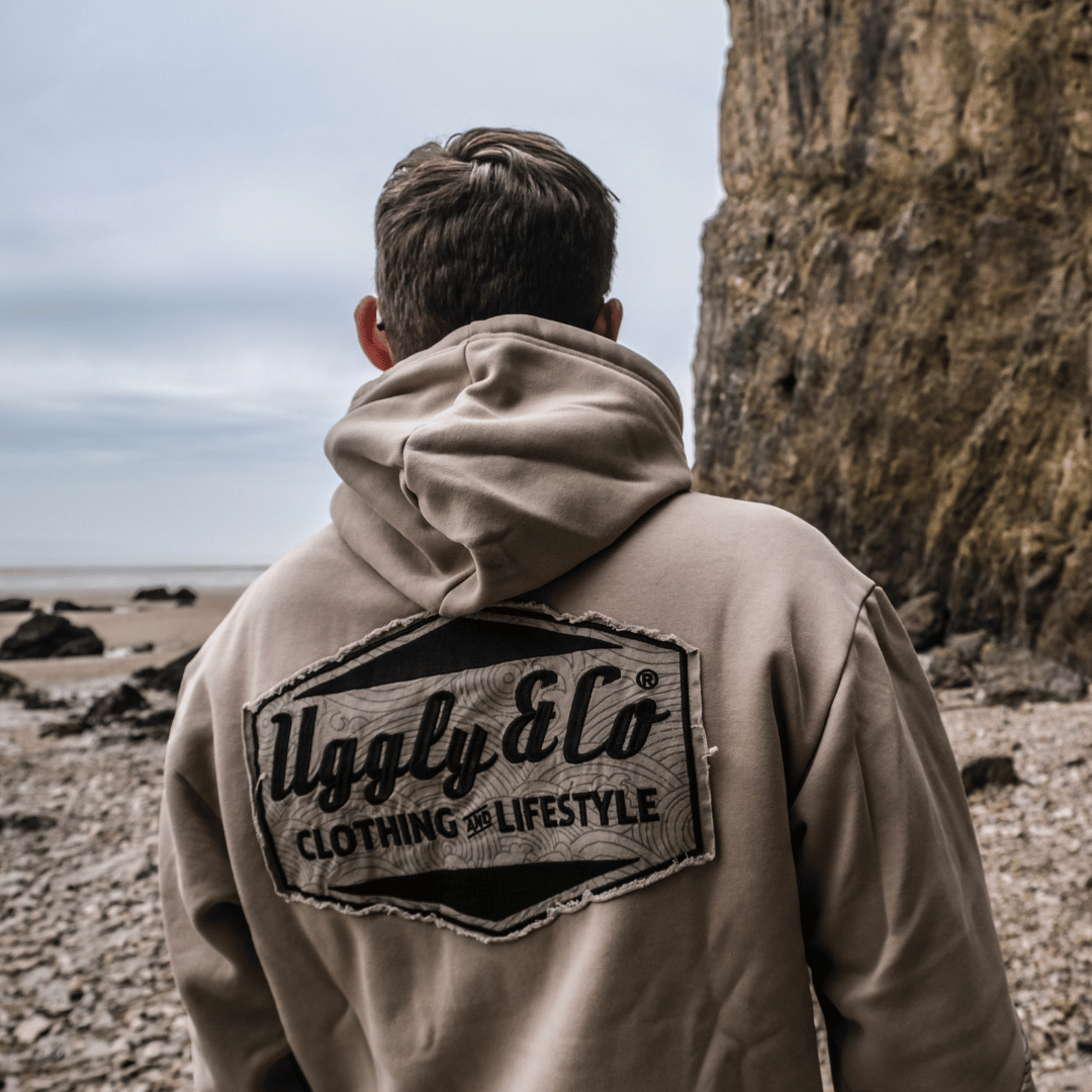 Uggly and Co Surf Diamond Hoodie – Heavyweight Fleece in Beige