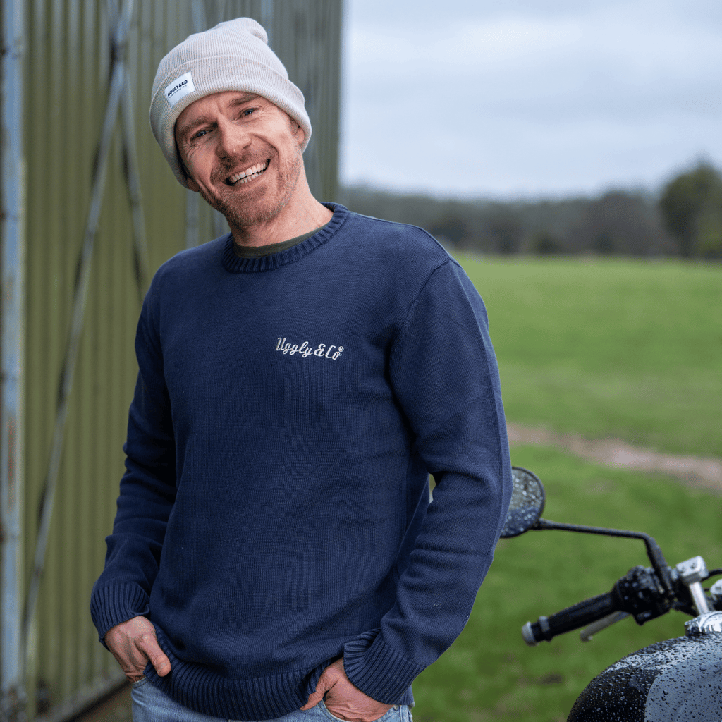 Uggly and Co Oatmeal Grey Beanie – Heavyweight Knit Fisherman Hat