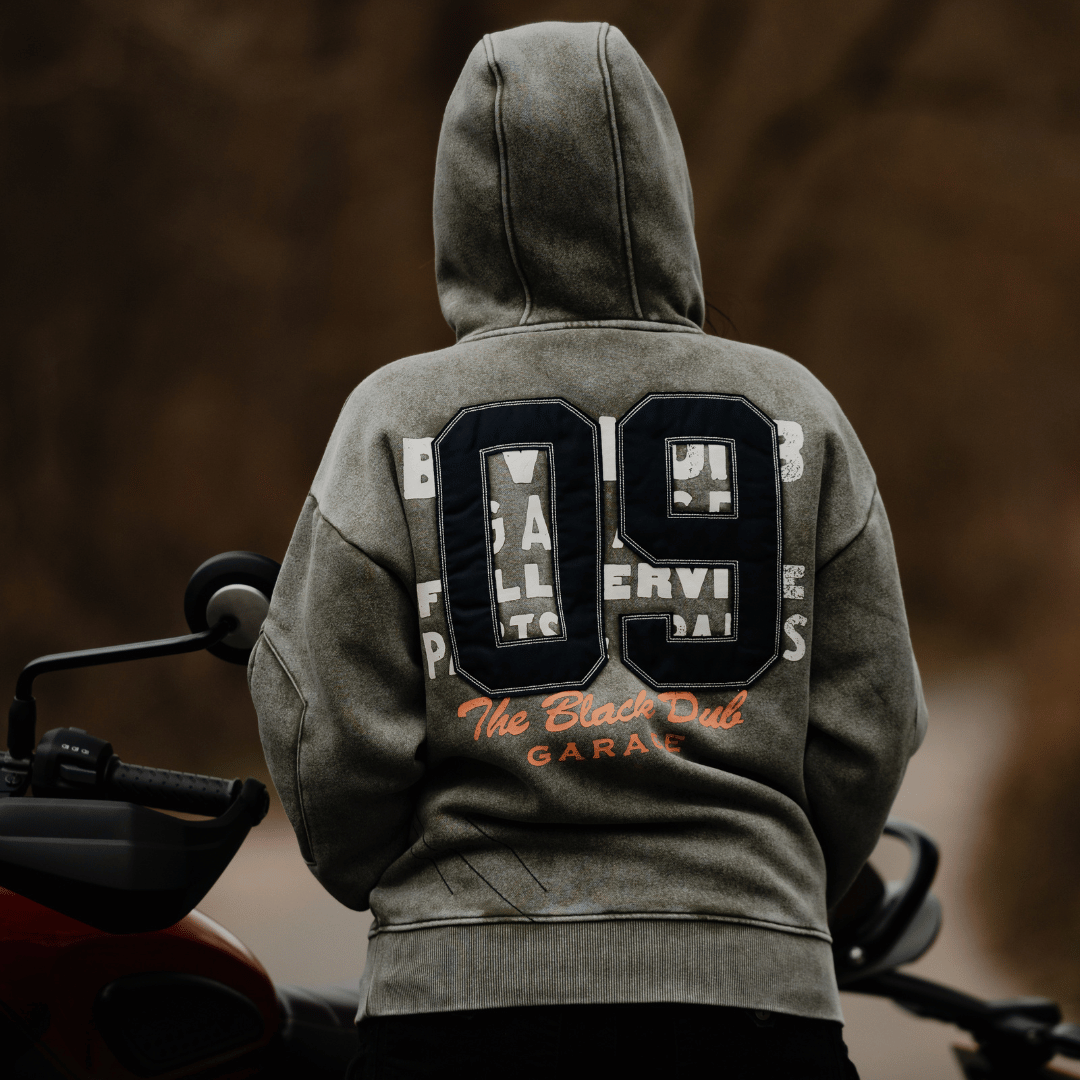 Uggly and Co Green Parts & Spares '09' Acid Wash Heavyweight Hoodie