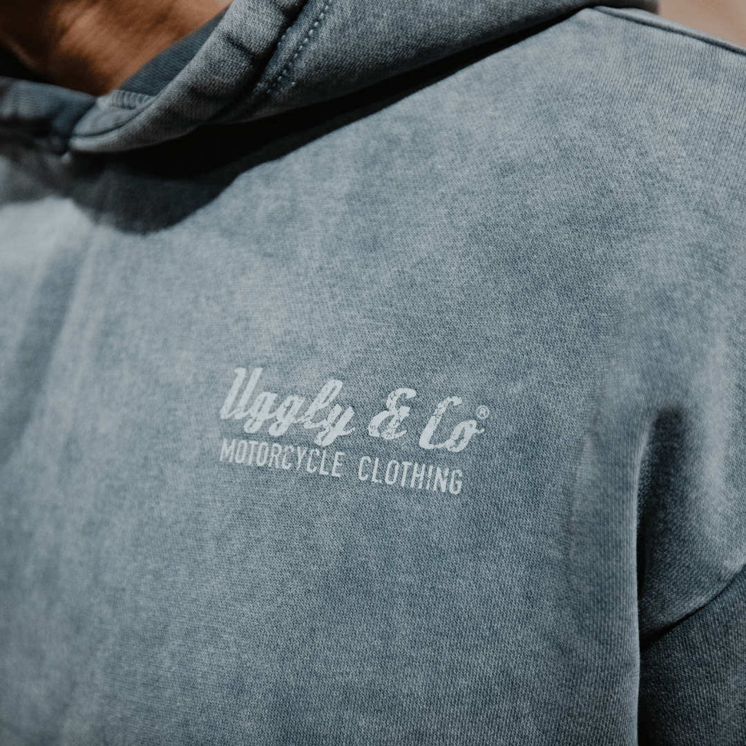 Uggly and Co Blue Diamond Acid Wash Heavyweight 380gsm Retro Hoodie