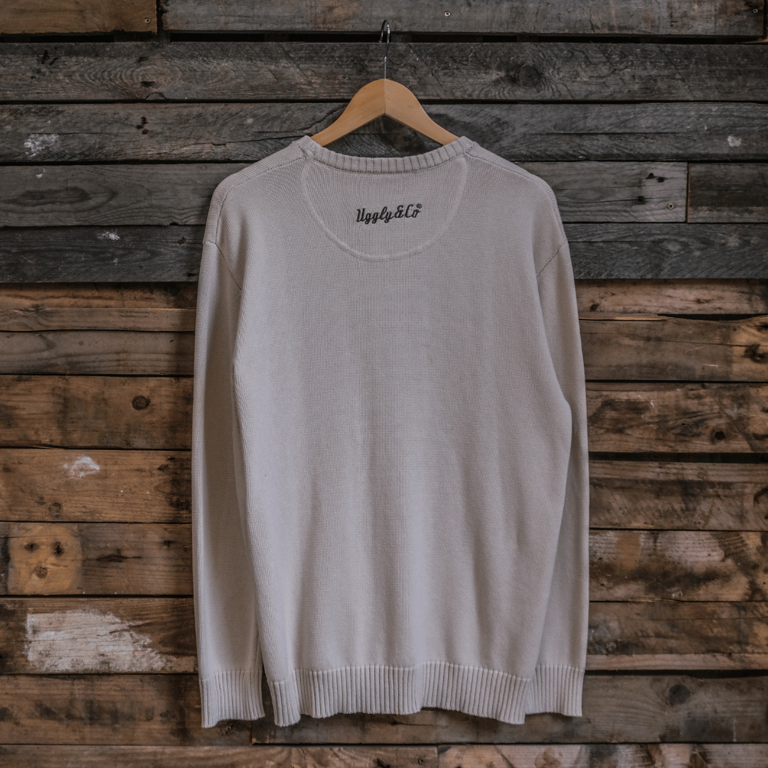 Uggly and Co Bone U&C Heavyweight Cotton Knit Jumper – Vintage Wash