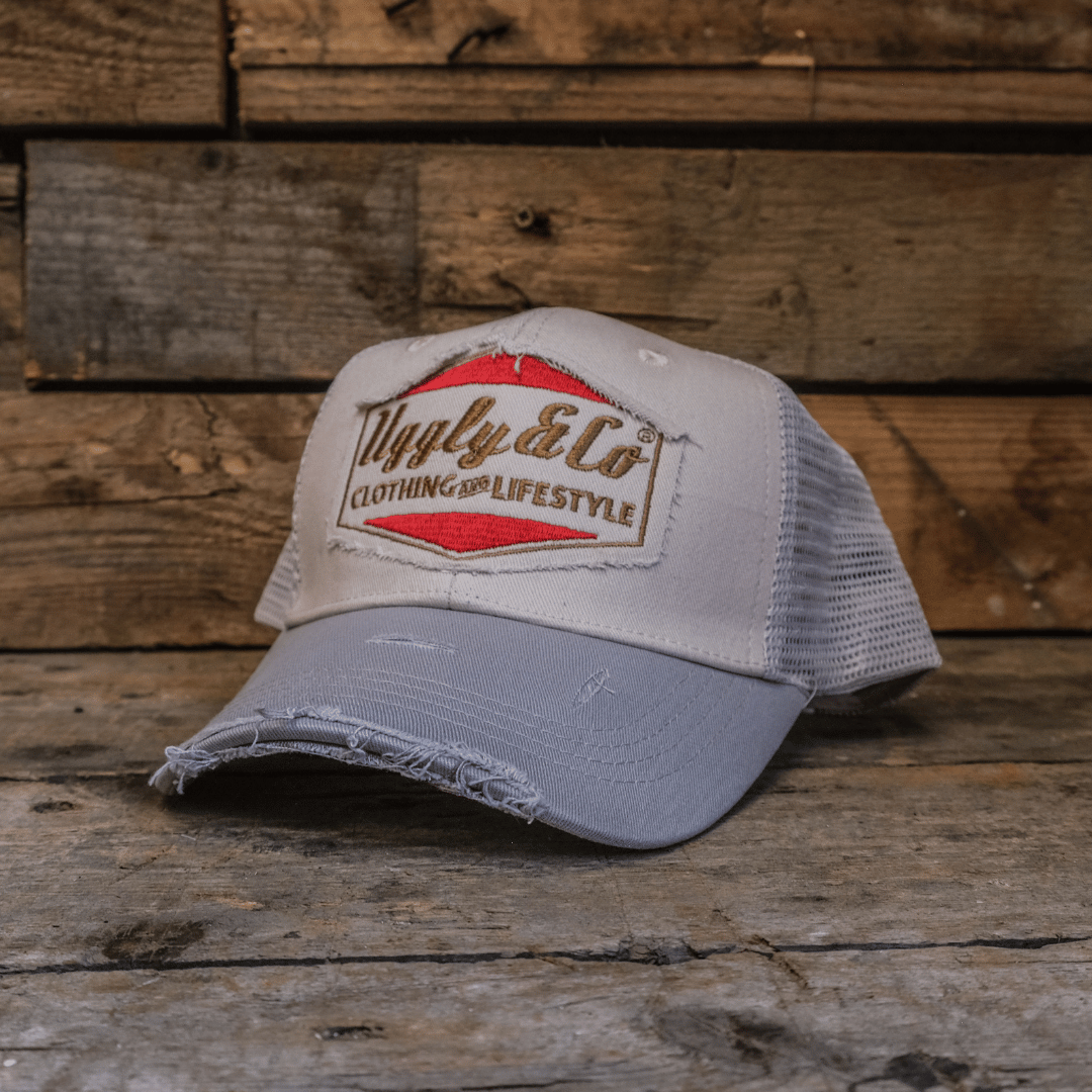 Uggly & Co Silver & Grey Diamond Trucker Hat – Vintage Motorsport Cap