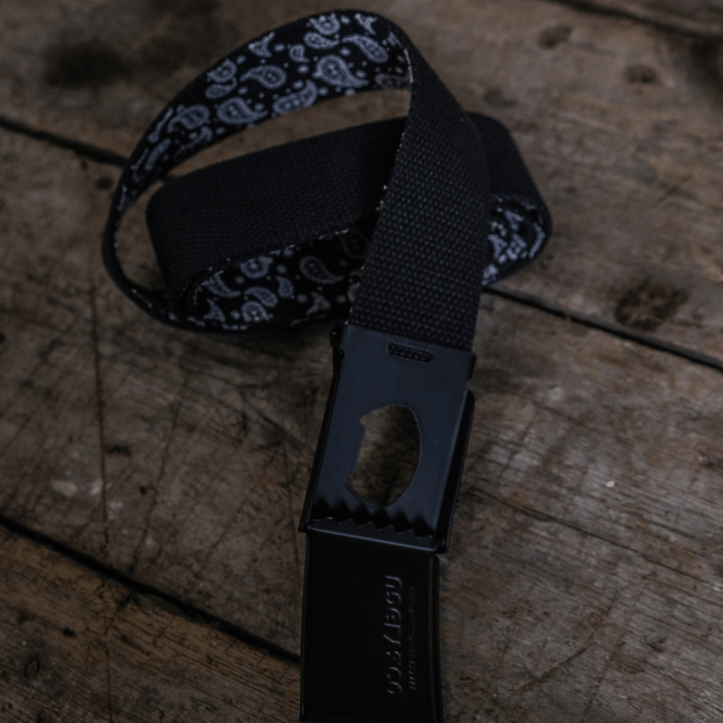 Uggly and Co Reversible Black Canvas Utility Belt with Bottle Opener