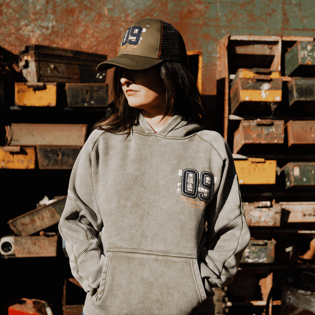 Uggly and Co Green Parts & Spares '09' Acid Wash Heavyweight Hoodie