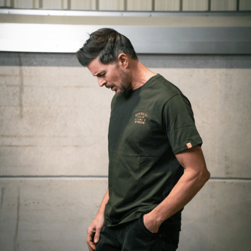 Uggly and Co Adrenaline Addiction Green Graphic Motorcycle Tee