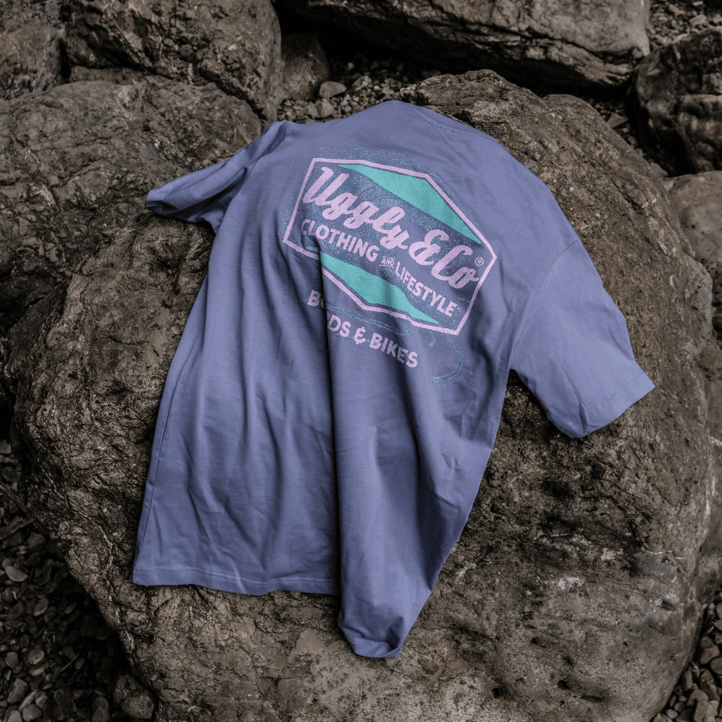 Uggly and Co Purple Surf Diamond Tee – Heavyweight 100% Cotton Graphic T-Shirt