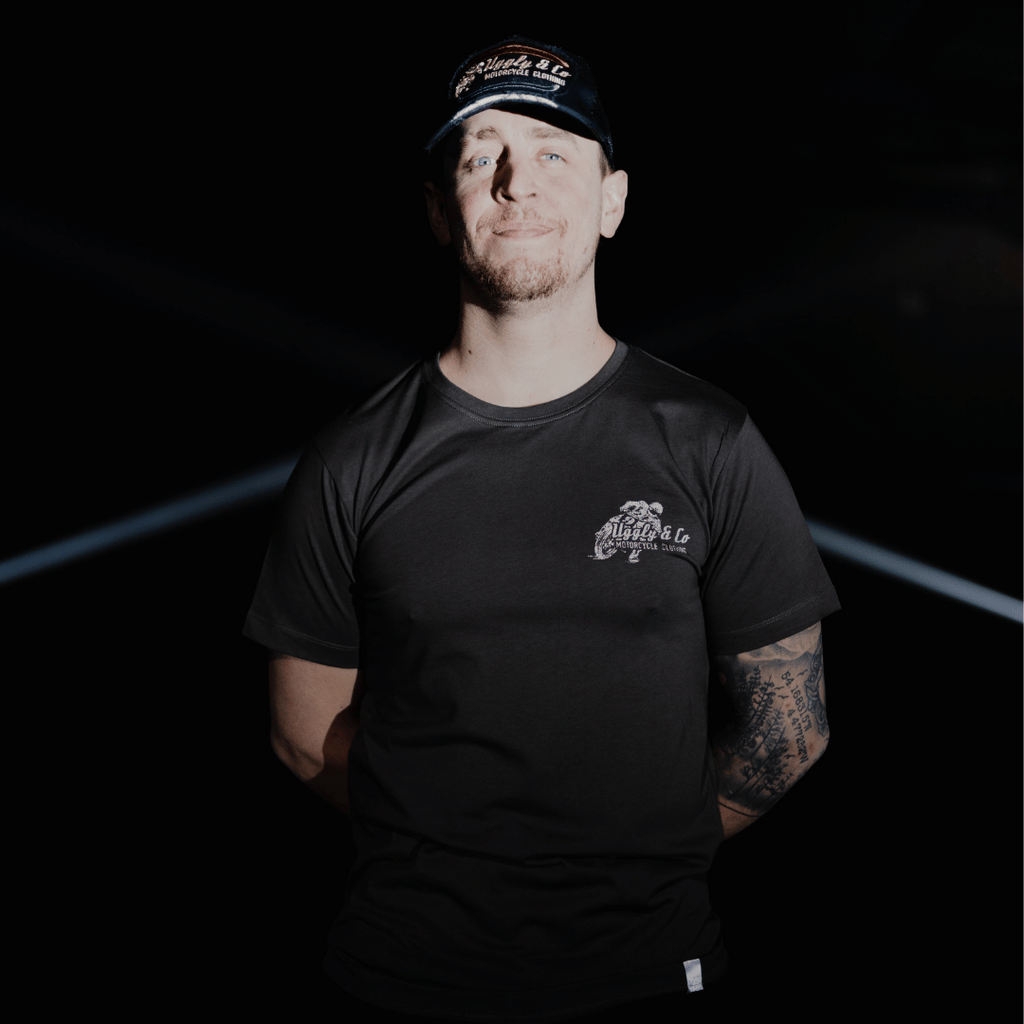 Uggly and Co Olive Flattrack Tee – Heavyweight Cotton Racing Shirt