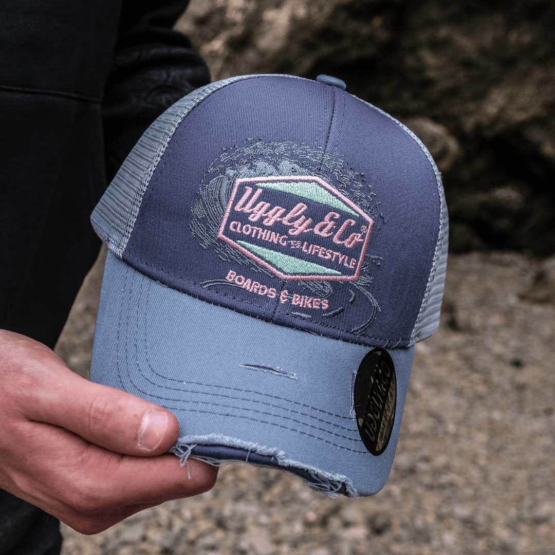 Uggly and Co Purple Surf Diamond Trucker Hat – Distressed Mesh Cap