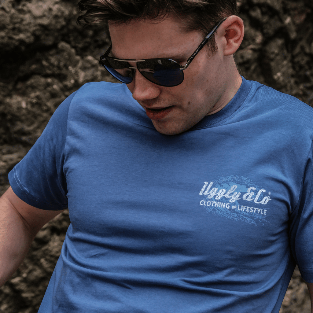 Uggly and Co Blue Surf Diamond Graphic Tee – 100% Cotton T-Shirt