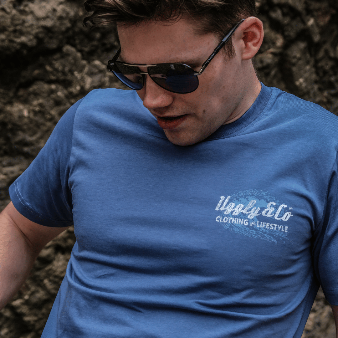Uggly and Co Blue Surf Diamond Graphic Tee – 100% Cotton T-Shirt
