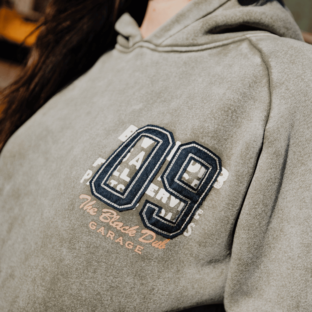 Uggly and Co Green Parts & Spares '09' Acid Wash Heavyweight Hoodie