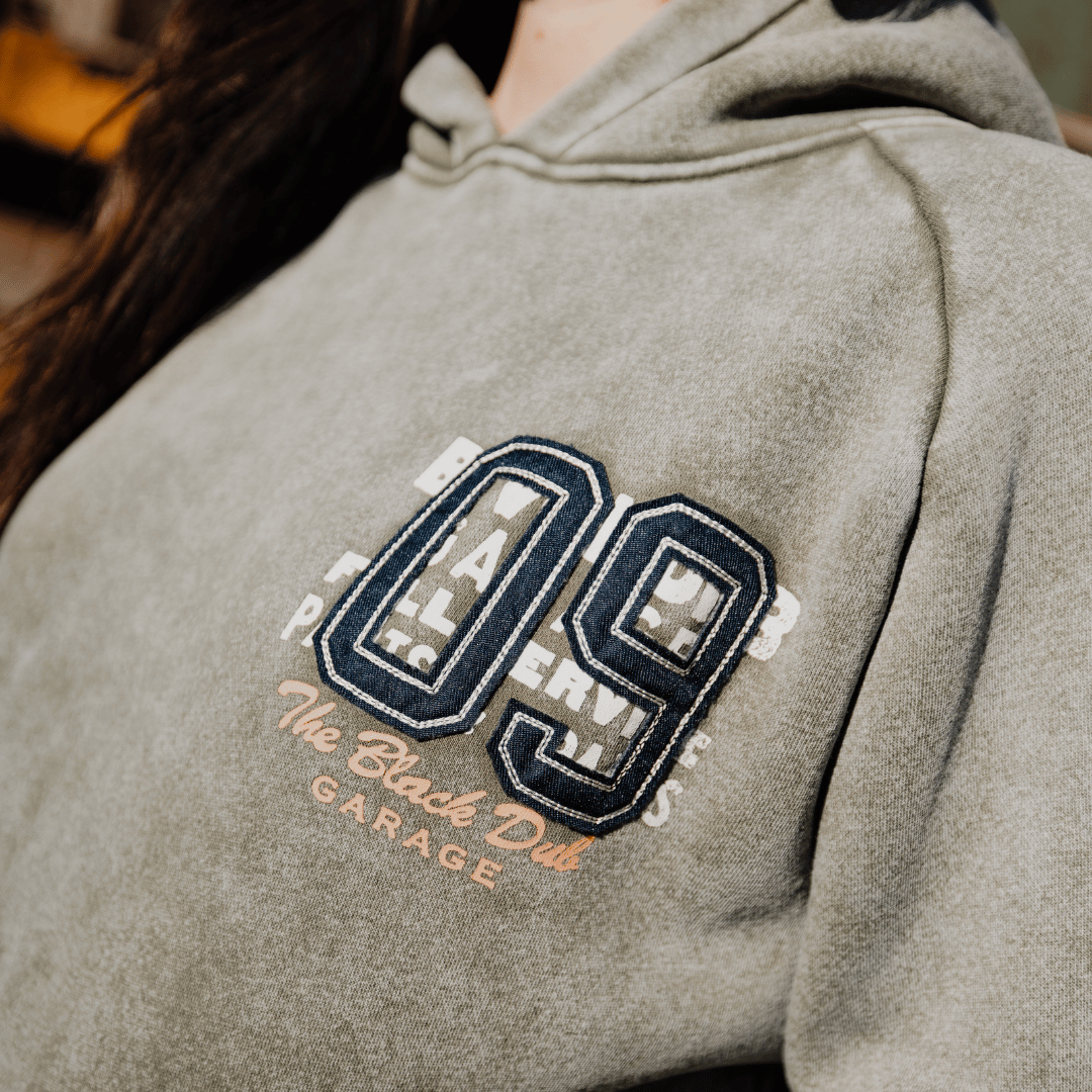 Uggly and Co Green Parts & Spares '09' Acid Wash Heavyweight Hoodie