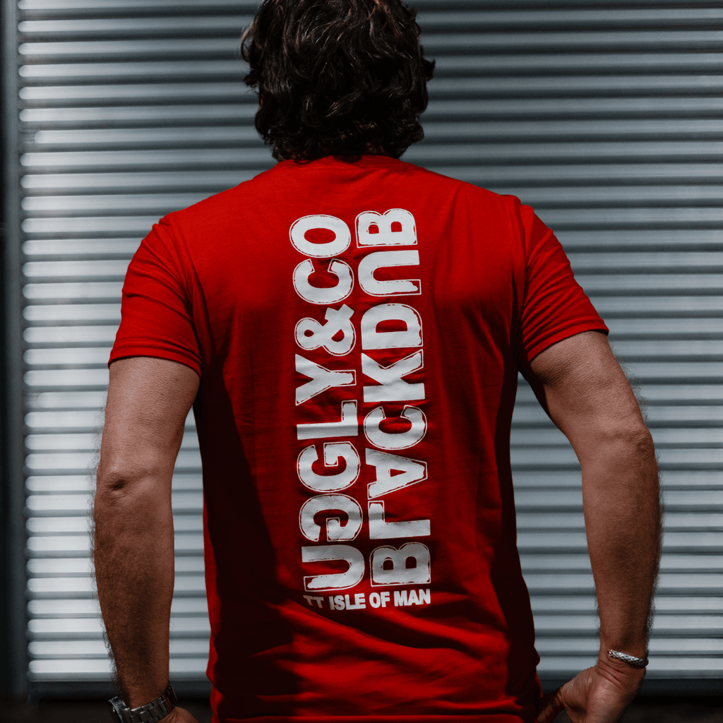 Uggly and Co Red Box Tee – 100% Cotton Motorcycle Graphic T-Shirt