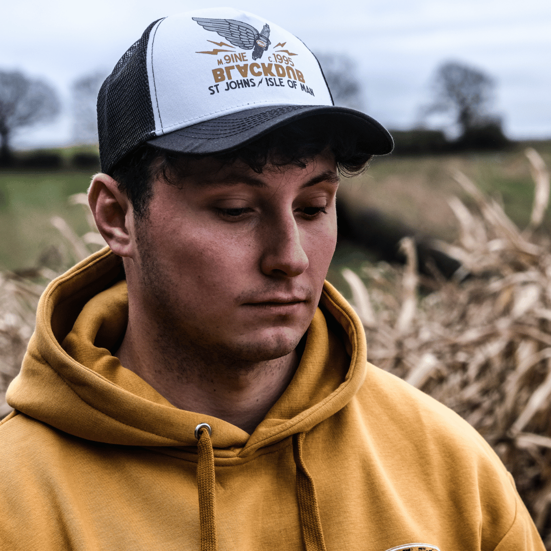 Uggly and Co Black Dub Garage Trucker Hat – Isle of Man Spark-Plug Cap