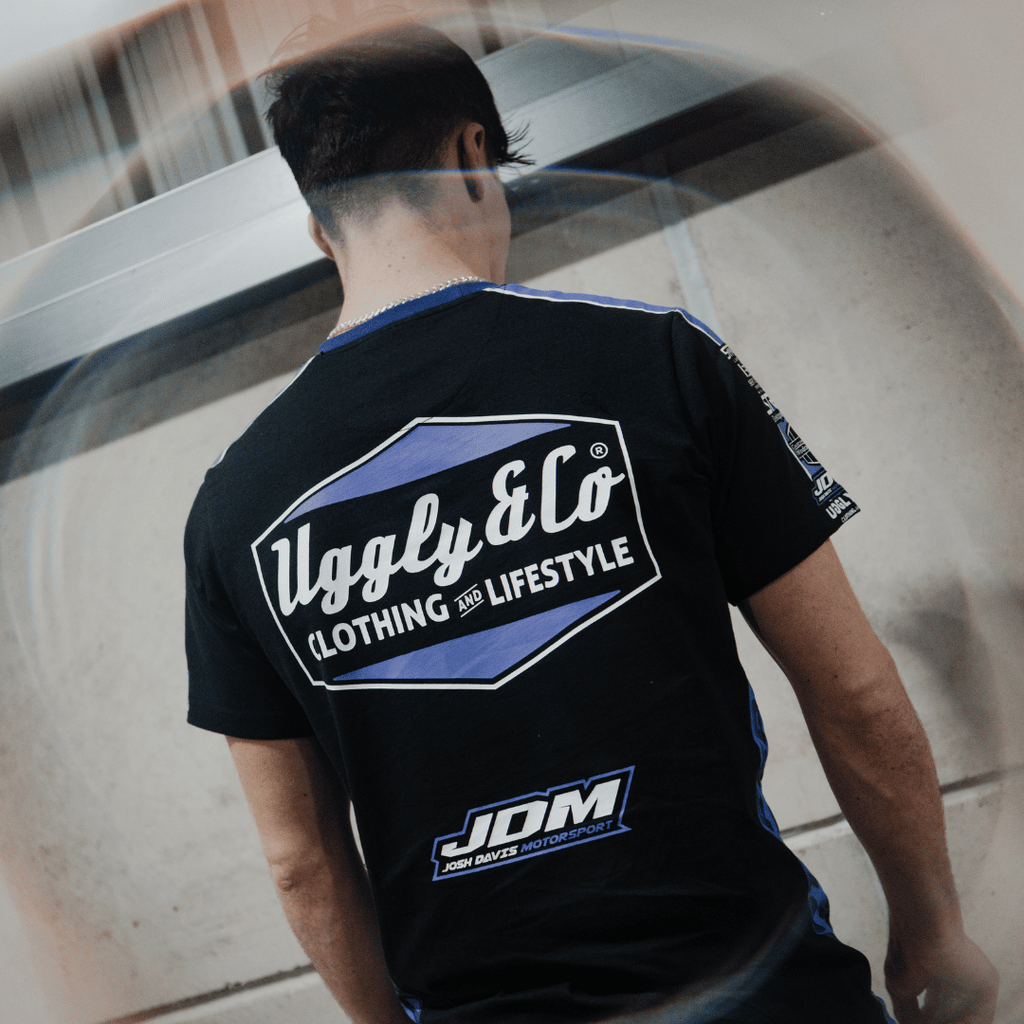 Uggly and Co JDM Team Tee – Black & Purple Heavyweight Cotton T-Shirt