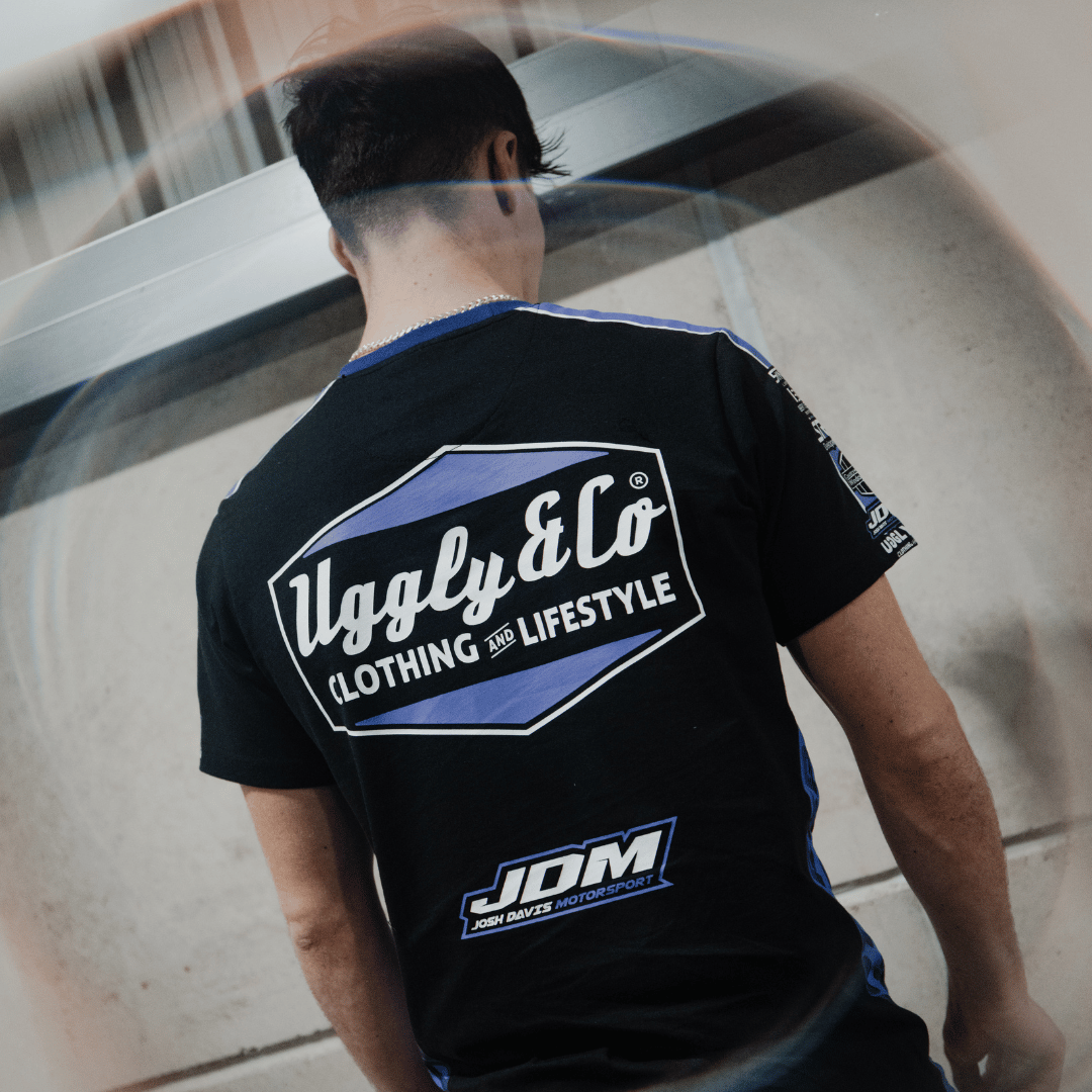 Uggly and Co JDM Team Tee – Black & Purple Heavyweight Cotton T-Shirt
