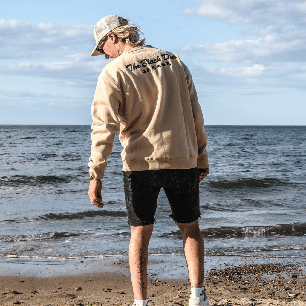 Uggly and Co Black Dub Garage Jumper – Beige Heavyweight Fleece