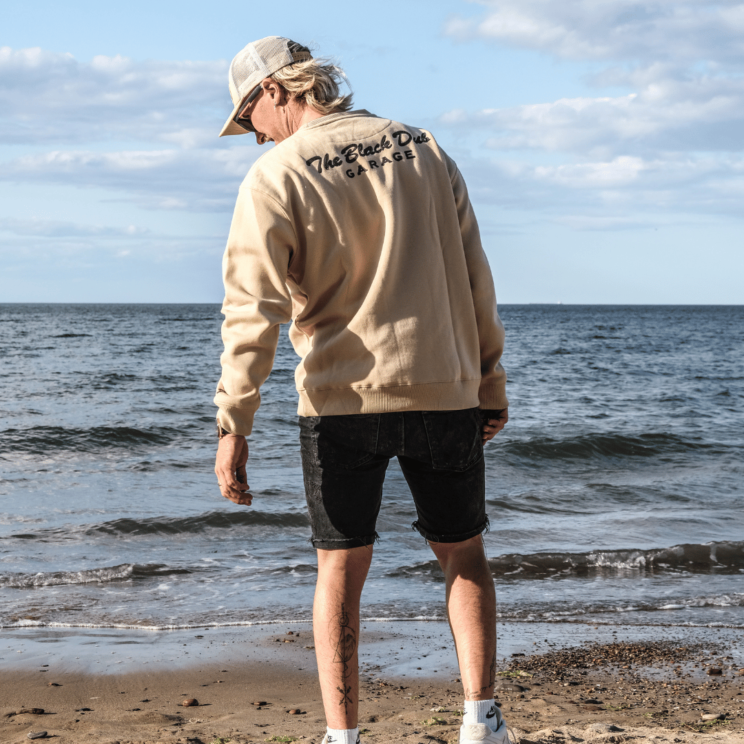 Uggly and Co Black Dub Garage Jumper – Beige Heavyweight Fleece