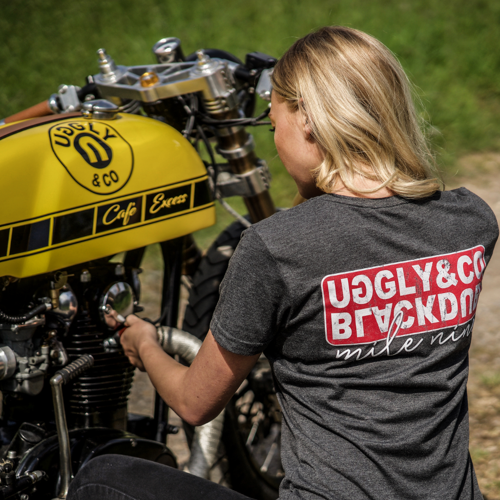 Uggly and Co x Black Dub Motorcycle Graphic Tee – Grey Cotton Fitted