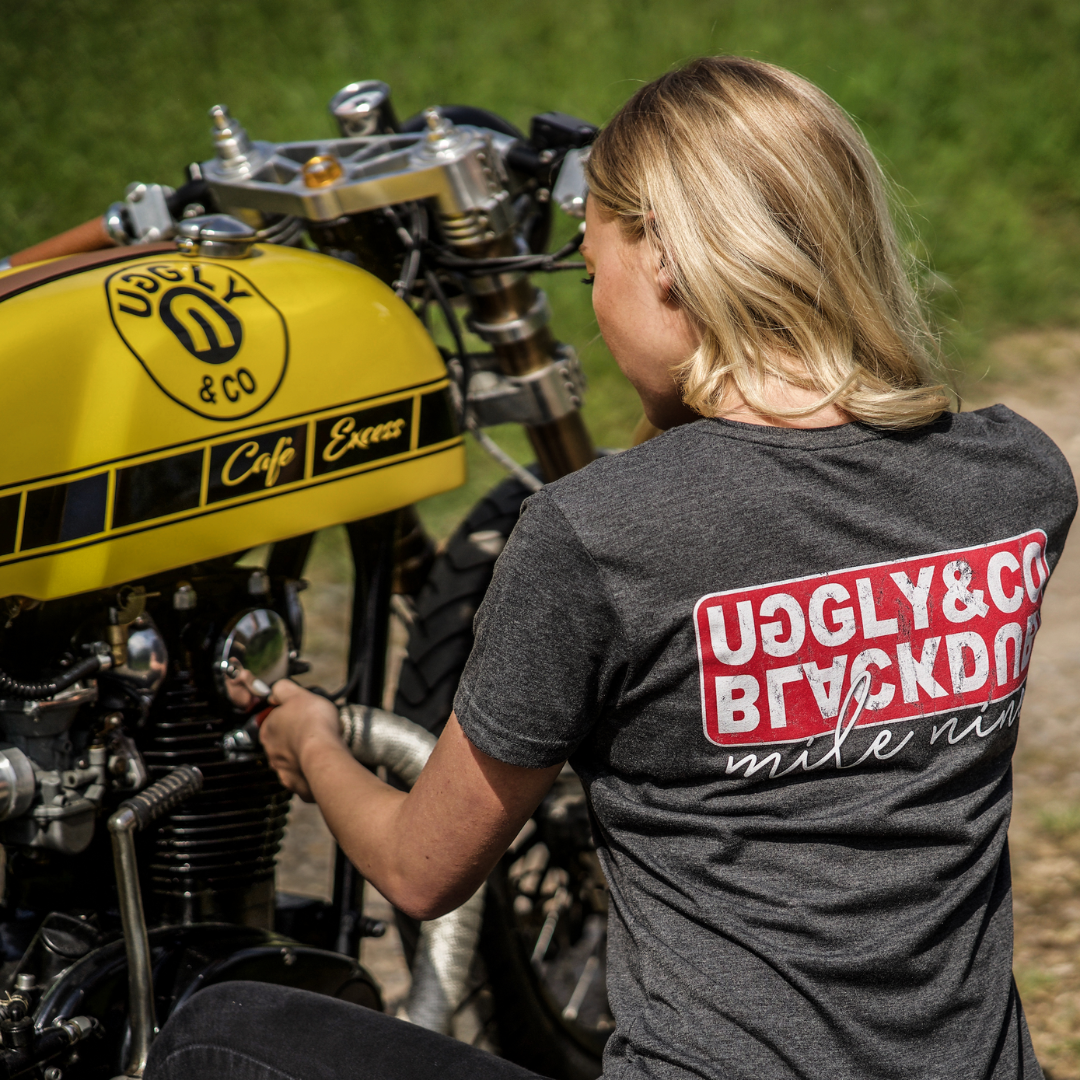 Uggly and Co x Black Dub Motorcycle Graphic Tee – Grey Cotton Fitted